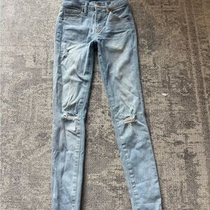 Express Light Blue Distressed Skinny Jeans size 00